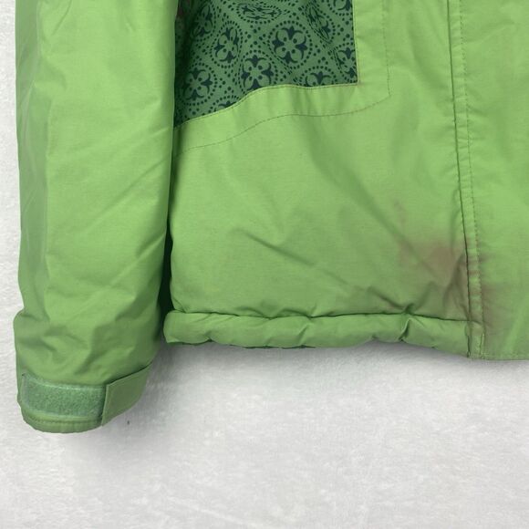 Columbia Reversible Jacket Youth Girls 14/16 Green Hooded Pockets Logo Winter - Picture 9 of 16
